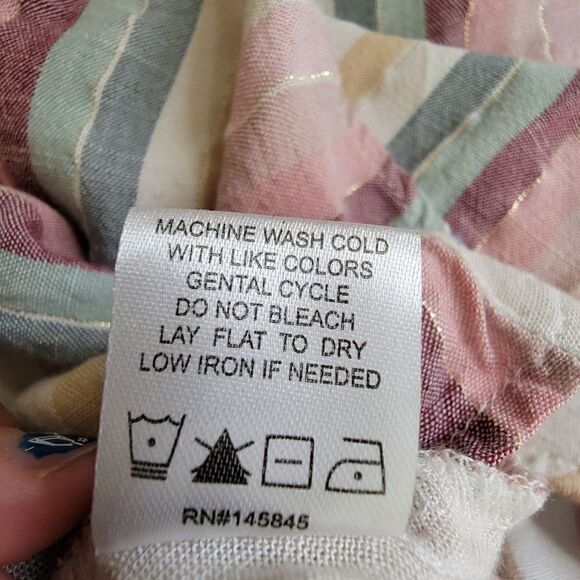 Alison Andrews Multicolor Stripe Metallic Short Sleeve Blouse Size Small - Picture 4 of 10